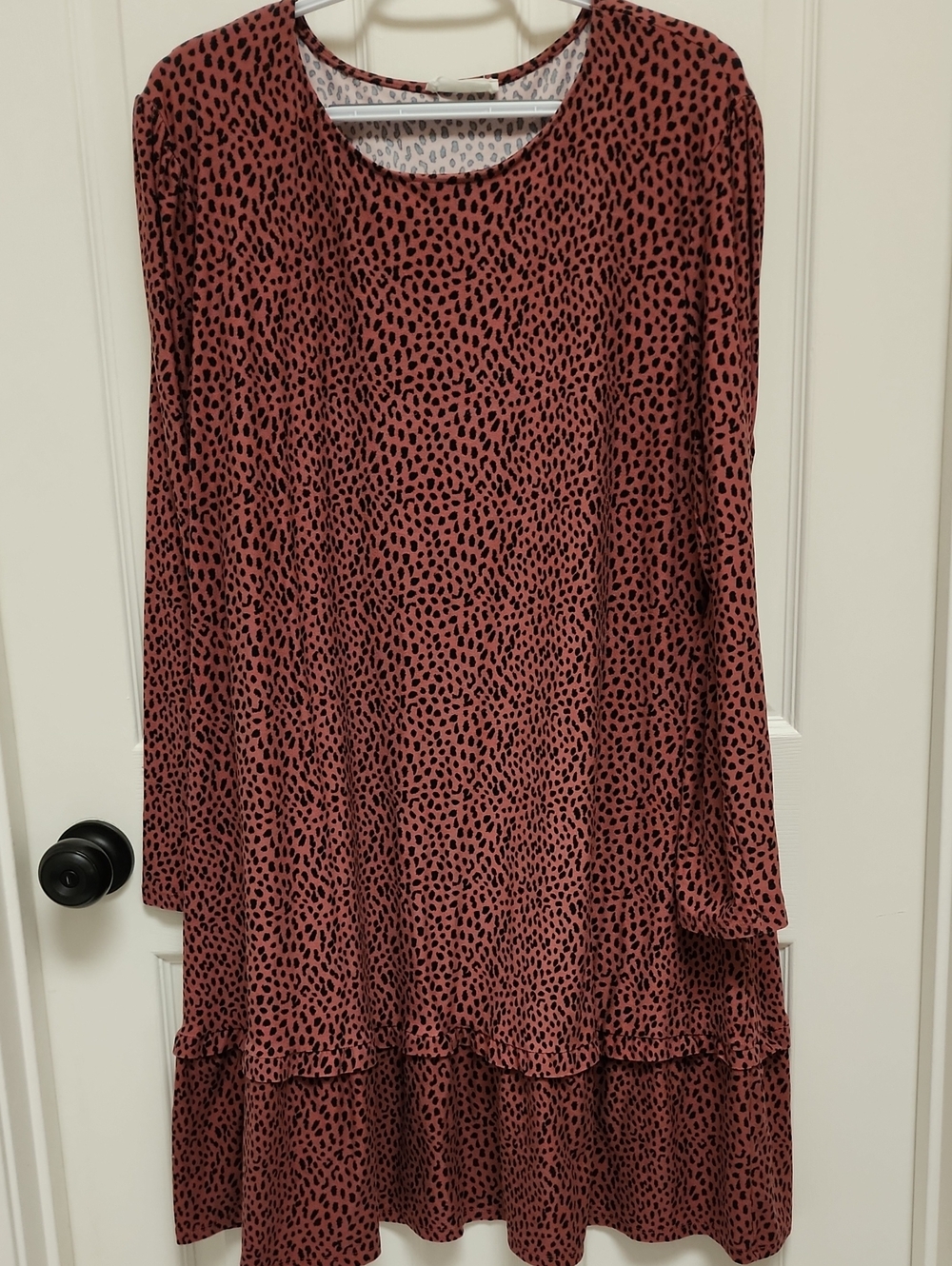 Primark Cares Size 16 Rust/burgandy Animal Print Long Sleeve Ruffle Hem Dress